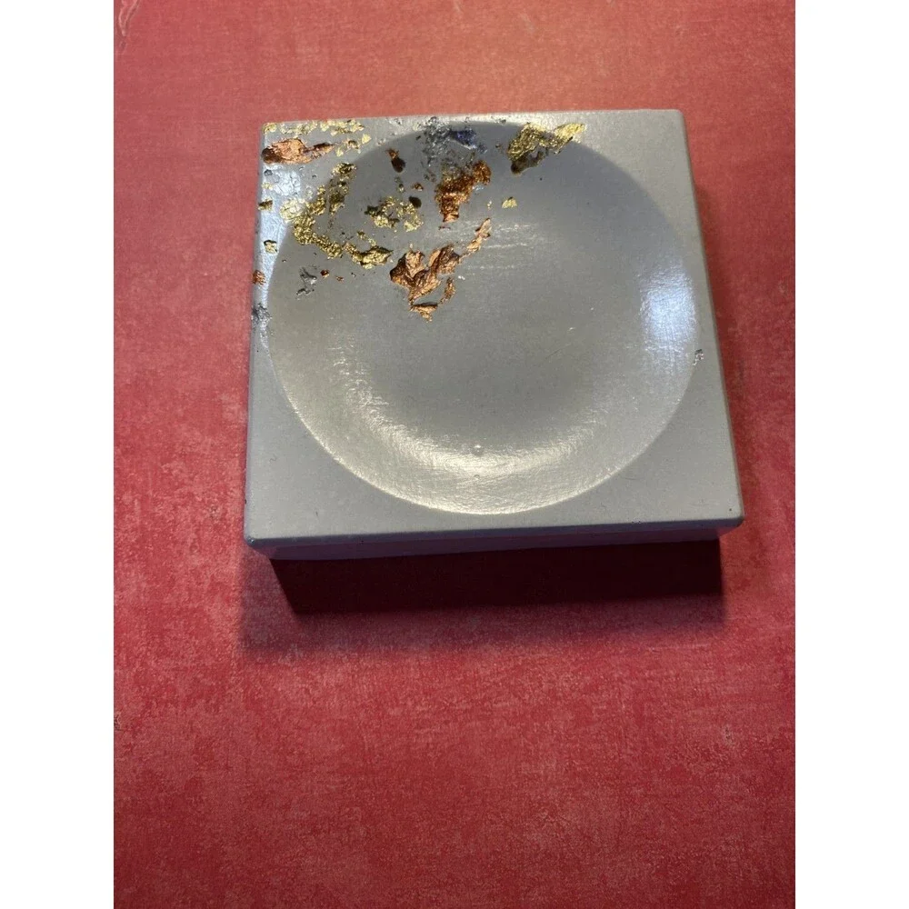 Handmade Soap Dish Cement Soap Holder Square Bathroom Kitchen Gold/Copper Flake
